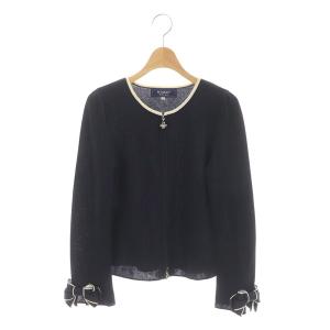 Wジップリボンカーディガン 38 ネイビー