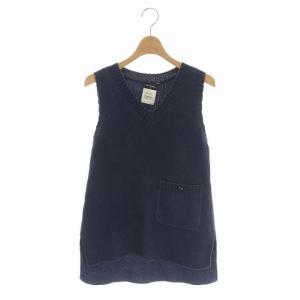 Vネックニットノースリーブプルオーバー ベスト 34 青 黒 P51262K06578