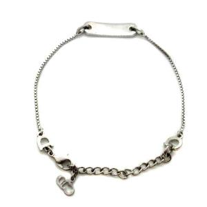 Christian Dior ロゴプレートチェーンブレスレット シルバー