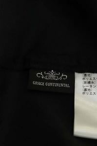 GRACE CONTINENTAL 20AW ドットシフォンフラワーワンピース フレア ロング フレンチスリーブ 36 ブラック