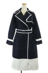 21SS トレンチコート 背抜き ベルト付き 36 ネイビー