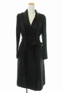 19AW ウールタッチショールカラーコート 38 ブラック