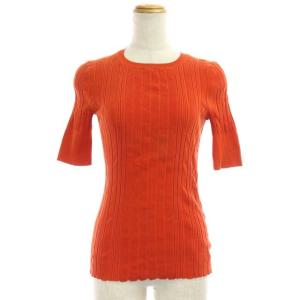 16G ワイドリブ ニット カットソー 五分袖 プルオーバー 1 オレンジ