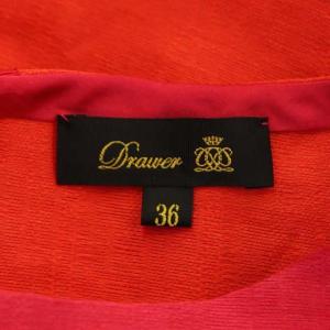 Drawer ワイドボーダータックブラウス シャツ 七分袖 36 オレンジ
