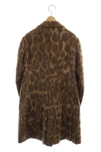 PRADA バックプリーツコート モヘヤ アニマル柄 42 茶