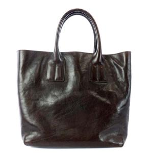 HIROFU トートバッグ レザー ビッグロゴ ブラウン