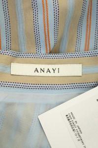 ANAYI ストライプ フレアスカート ロング ミモレ丈 36 水色 ベージュ ライトブルー