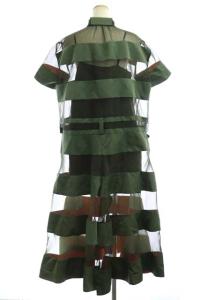 sacai 21SS Nylon Twill x Chiffon Dress ワンピース シアー 1 カーキ