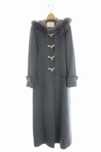 フォックスファーダッフルコート ロング マキシ丈 38 グレー