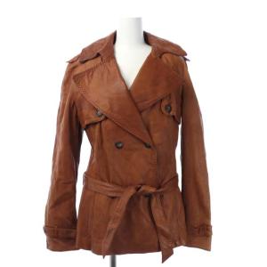 カウレザーダブルジャケット 36 ブラウン