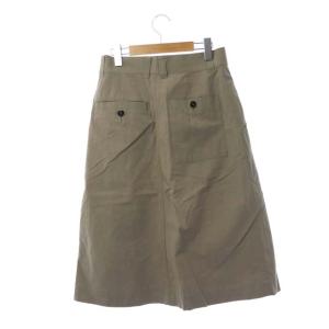 MHL. 20SS COTTON LINEN PLAIN WEAVE Aラインロングスカート ベージュ