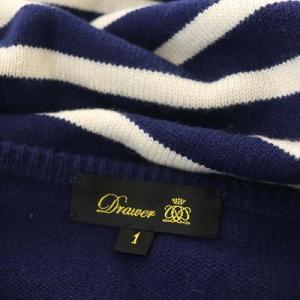 Drawer ニット カシミヤ ボーダー ブルー ホワイト