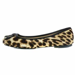 TORY BURCH バレエシューズ レオパード柄 ハラコ 22cm ベージュ