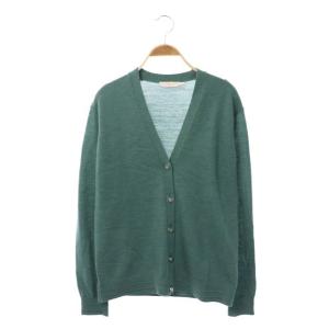 ロゴボタンニットカーディガン S グリーン