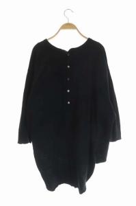 AMERICANA バックヘンリーネック プルオーバーカットソー 長袖 ブラック