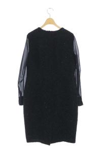 LANVIN COLLECTION ツイード袖シフォンワンピース 40 ブラック