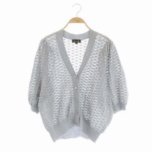 12GスレッドパターンVネックカーディガン Vネック 1 ライトグレー