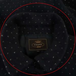 TOCCA ウール ステンカラーコート アウター アンゴラ混 ロング 総柄 0 ダークネイビー シルバー