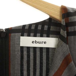 ebure リネン キーネックマキシワンピース ノースリーブ 36 グレー ブラック
