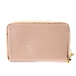 TORY BURCH 長財布 カウレザー ラウンドファスナー ロゴ ピンク