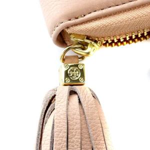 TORY BURCH 長財布 カウレザー ラウンドファスナー ロゴ ピンク