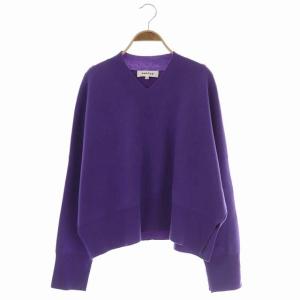 Vネックプルオーバーニットセーター パープル