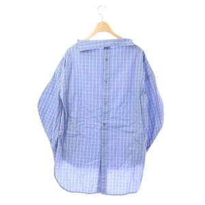ENFOLD バックボタンチェックブラウス 38 ブルー