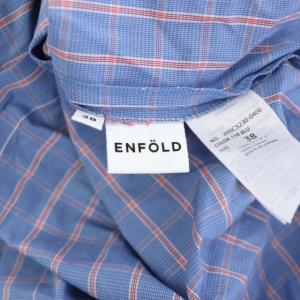 ENFOLD バックボタンチェックブラウス 38 ブルー