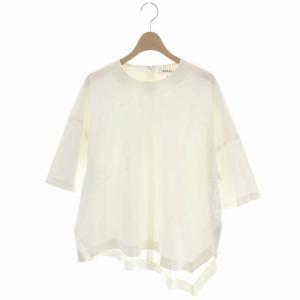 ENFOLD イレギュラーヘム プルオーバーブラウス 七分袖 36 ホワイト
