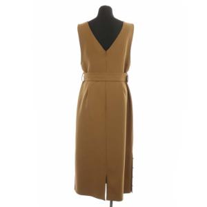 MUVEIL サイドパールデザインノースリーブワンピース 38 キャメル
