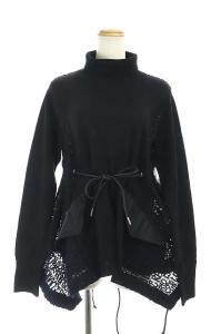 21AW メッセージレースニット 2 黒 紺