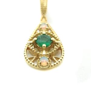 agete チャーム ペンダントトップ エメラルド K14YG