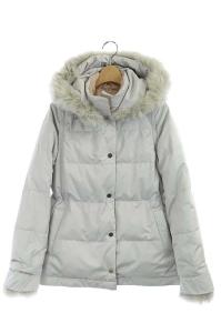 GRACE CONTINENTAL レッキスラビットファーダウンジャケット リバーシブル フード付き 36 グレー ベージュ