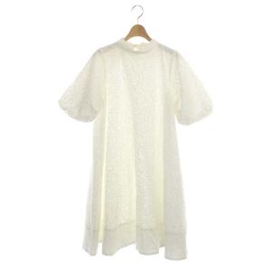 21SS コットンレースAラインワンピース 38 ホワイト