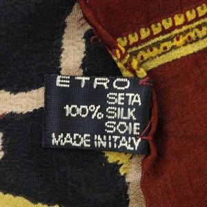 ETRO スカーフ 総柄 シルク ブラウン イエロー