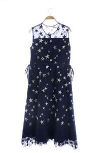 Diagram GRACE CONTINENTAL 20AW スター刺繍ノースリーブワンピース 36 ネイビー