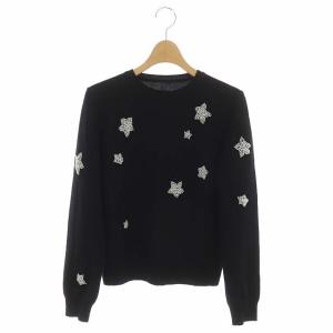 20AW スターパールニット トップス セーター 長袖 プルオーバー クルーネック 36 ブラック