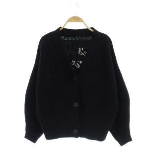 19AW バックロゴ刺繍ニットカーディガン ブラック