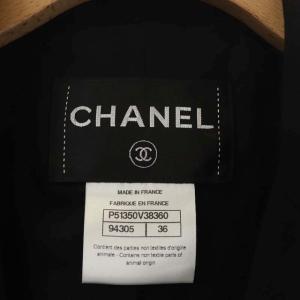 CHANEL ショート丈シルクジャケット テーラード 総裏地 ノーボタン 36
