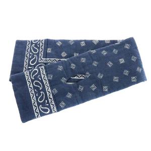 LOEWE 中綿マフラー アナグラム ペイズリー柄 コットン 紺 ネイビー