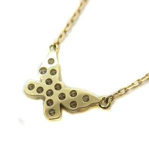 AHKAH バタフライパヴェ ネックレス  K18 YG ダイヤモンド 0.06ct イエローゴールド