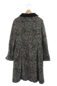 M'S GRACY ツイードコート アウター ロング 付け襟 2WAY リボン 40 黒 ブラック アイボリー