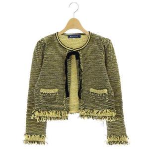カーディガン フリンジ リボン 38 イエロー
