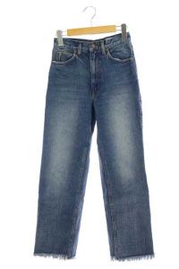 19SS レースアップカットオフデニムパンツ ブルー