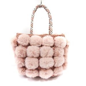 ANTEPRIMA MISTO ペーリ ハンドバッグ フェイクファーポンポン ピンク