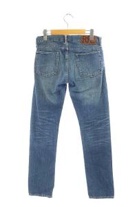 RRL 加工スリムフィットデニムパンツ  USED加工 ボタンフライ  青 