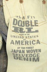 RRL 加工スリムフィットデニムパンツ  USED加工 ボタンフライ  青 