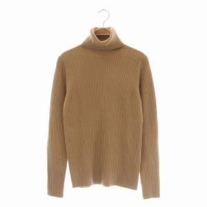 ウール カシミヤ リブタートルニット キャメル
