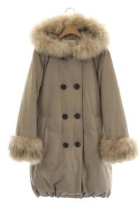 ラクーンファーフードダウンコート グレージュ