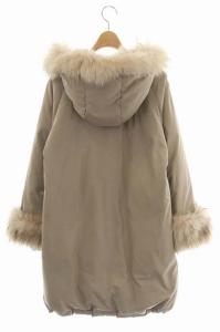 GRACE CONTINENTAL ラクーンファーフードダウンコート グレージュ